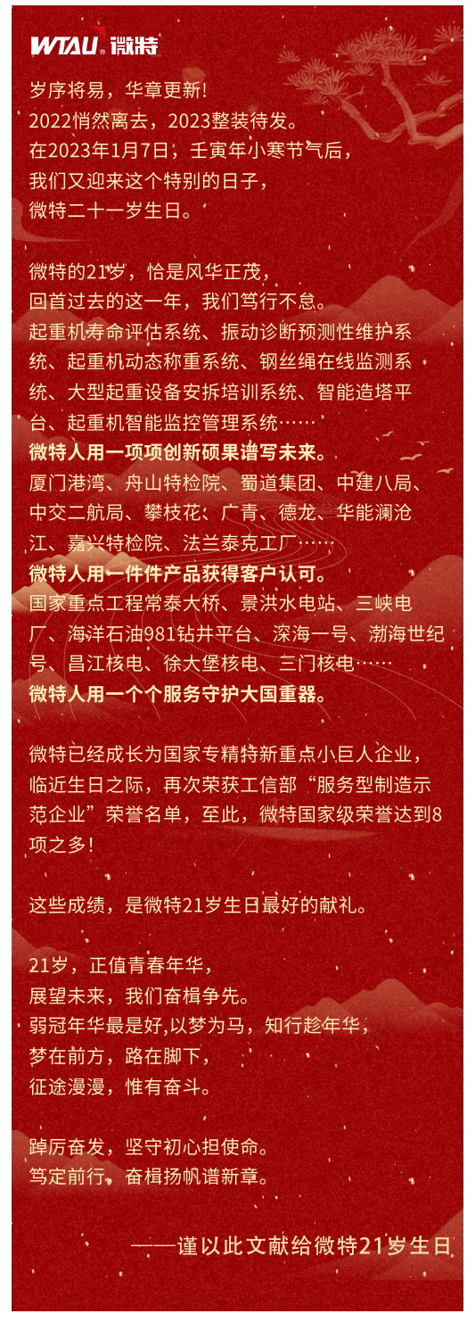 篤定前行 奮楫爭(zhēng)先！丨祝微特21歲生日快樂(lè)！